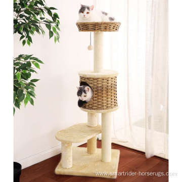 Multifunctional Artificial Rattan Cat Furniture Plush Cover Sisal Post Cat Tree